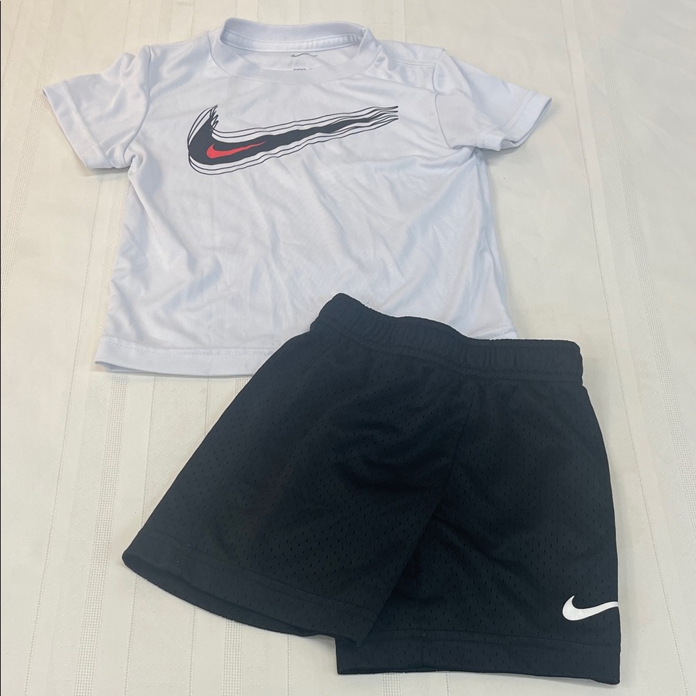 Nike White Tee and Black Shorts Set size 3T